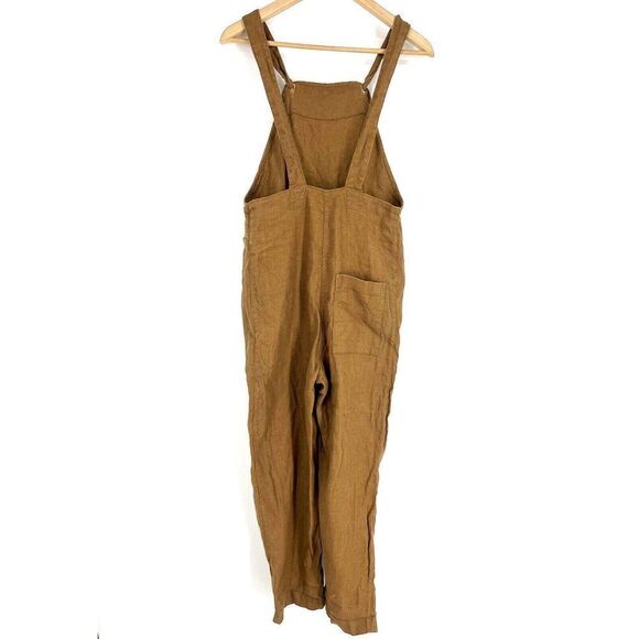 Beaton Linen Overalls Size XS Womens Brown Slip On Pocket Pants Canada Lagenlook - Picture 5 of 11
